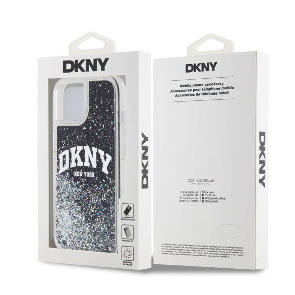 DKNY iPhone 13/14/15 Liquid Glitter Arch Logo DKHCP15SLBNAEK hátlap, tok, fekete