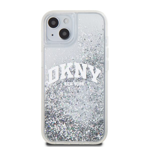 DKNY iPhone 15 Liquid Glitter Arch Logo DKHCP15SLBNAET hátlap, tok, átlátszó