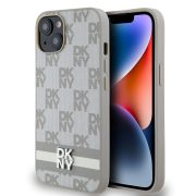   DKNY iPhone 15 PU Leather Checkered Pattern and Stripe DKHCP15SPCPTSSE hátlap, tok, bézs