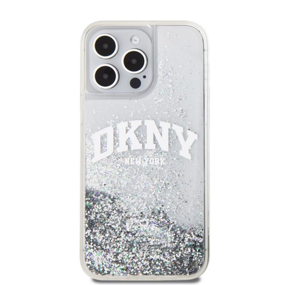 DKNY iPhone 15 Pro Max Liquid Glitter Arch Logo DKHCP15XLBNAET hátlap, tok, átlátszó