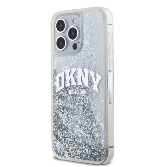 DKNY iPhone 15 Pro Max Liquid Glitter Arch Logo DKHCP15XLBNAET hátlap, tok, átlátszó