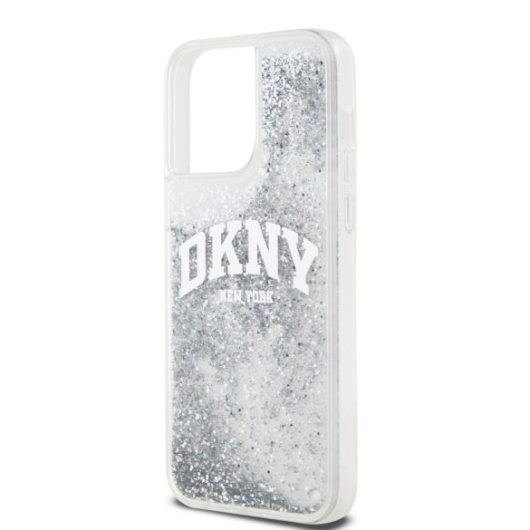 DKNY iPhone 15 Pro Max Liquid Glitter Arch Logo DKHCP15XLBNAET hátlap, tok, átlátszó