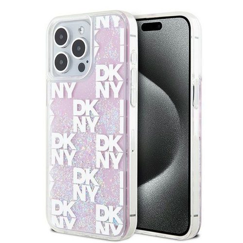 DKNY iPhone 15 Pro Max DKHCP15XLCPEPP hátlap, tok Liquid Glitters W/Checkered Pattern, rózsaszín