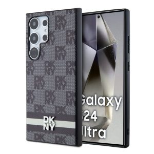 DKNY Samsung Galaxy S24 Ultra PU Leather Checkered Pattern and Stripe DKHCS24LPCPTSSK hátlap, tok, fekete