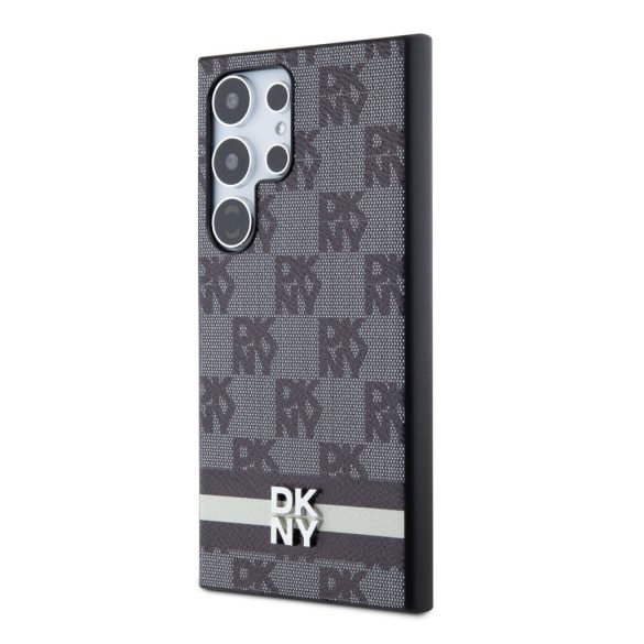 DKNY Samsung Galaxy S24 Ultra PU Leather Checkered Pattern and Stripe DKHCS24LPCPTSSK hátlap, tok, fekete