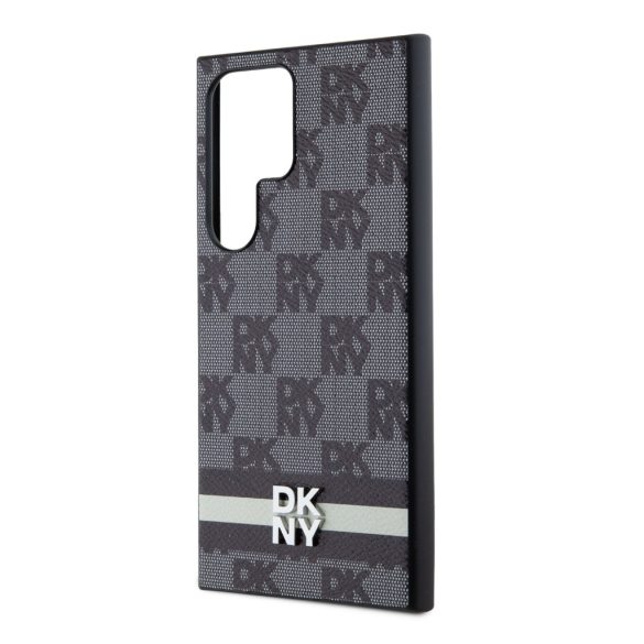 DKNY Samsung Galaxy S24 Ultra PU Leather Checkered Pattern and Stripe DKHCS24LPCPTSSK hátlap, tok, fekete