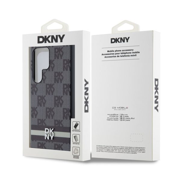 DKNY Samsung Galaxy S24 Ultra PU Leather Checkered Pattern and Stripe DKHCS24LPCPTSSK hátlap, tok, fekete