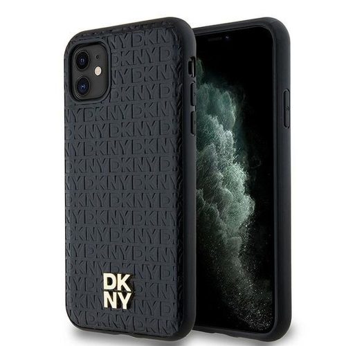 DKNY case for IPHONE 11 Magsafe hátlap, tok DKHMN61PSHRPSK Repeat Pattern W/Stack Logo, fekete