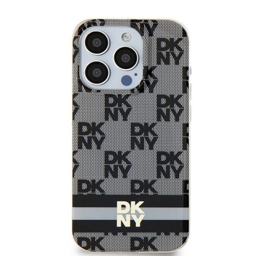 DKNY iPhone 15 MagSafe DKHMP15SHCPTSK hátlap, tok MagSafe PC TPU Checkered Pattern W/Printed Stripes, fekete