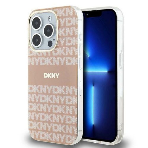 DKNY iPhone 15 Pro Max compatible with MagSafe DKHMP15XHRHSEP hátlap, tok MagSafe PC TPU Repeat Texture Pattern W/ Stripe, rózsaszín