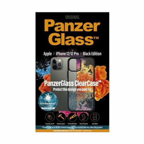 PanzerGlass ClearCase iPhone 12/12 Pro 6,1" Antibakteriális tok, fekete