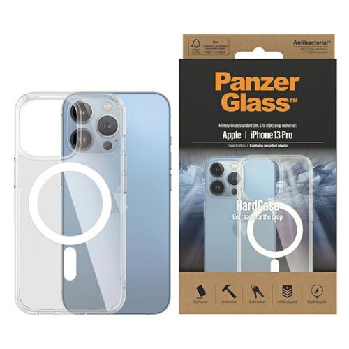 PanzerGlass hátlap, tok HardCase iPhone 13 Pro 6,1" MagSafe antibakteriális katonai minősítésű, átlátszó