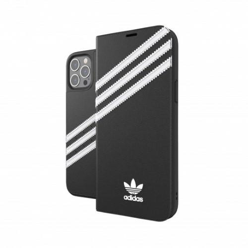 Adidas OR Booklet Case tok PU iPhone 12 Pro Max 6,7", fekete, fehér