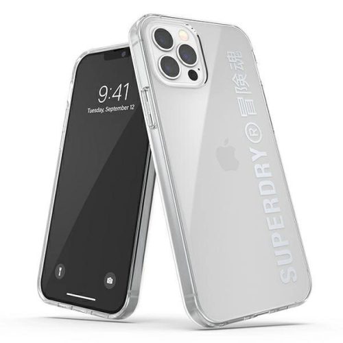 SuperDry Snap iPhone 12/12 Pro Clear Case tok, ezüst