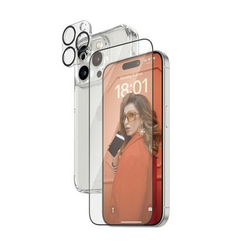 PanzerGlass csomag 3in1 Szett iPhone 15 Pro 6.1" hátlap tok + kijelzővédő + lencsevédő edzett üvegfólia