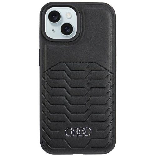 Audi Szintetikus bőr MagSafe iPhone 14 Plus/15 Plus 6.7", hátlap, tok, fekete