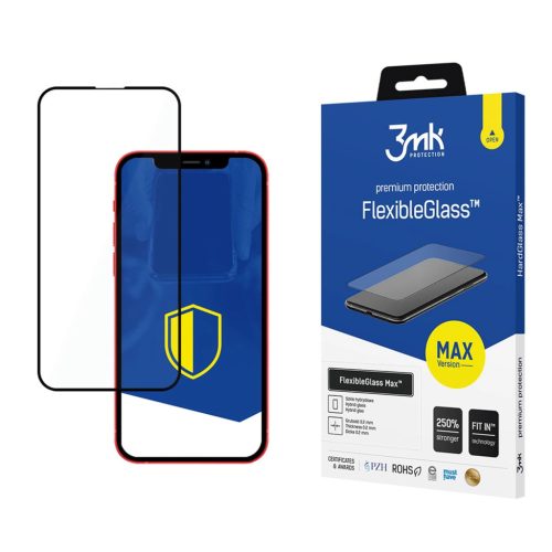 3MK FlexibleGlass Max iPhone 13 Mini 5.4", fekete, hibrid üvegfólia, átlátszó,