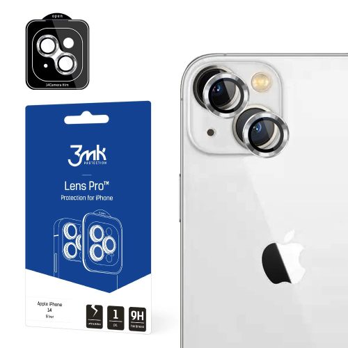 3MK Lens Protection Pro iPhone 14 6.1" kamera védőfólia rögzítőkerettel 1db, ezüst