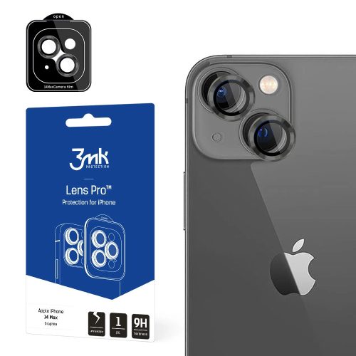 3MK Lens Protection Pro iPhone 14 Plus 6.7" kamera védőfólia rögzítőkerettel 1db, grafit