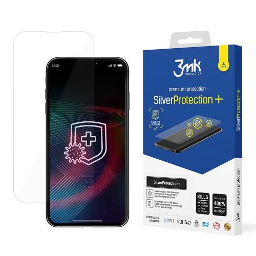 3MK, ezüst védelem+ antibakteriális képernyővédő iPhone 14 Pro/iPhone 14 Gamers üvegfólia, átlátszó