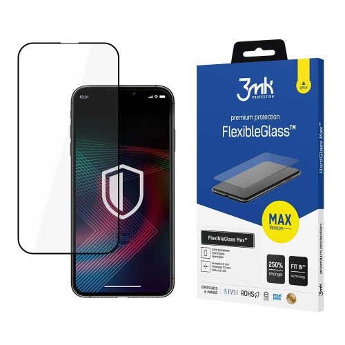 3MK FlexibleGlass Max iPhone 14 Plus 6.7", fekete, hibrid üvegfólia, átlátszó,