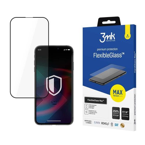 3MK FlexibleGlass Max iPhone 14 6.1", fekete, hibrid üvegfólia, átlátszó,