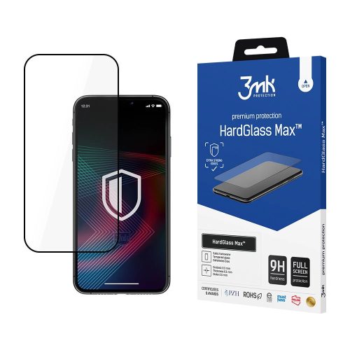 3MK HardGlass Max iPhone 14 Pro 6,1" teljes képernyős ujjlenyomamentes edzett üvegfólia, fekete