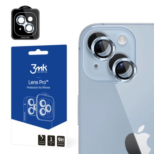 3MK Lens Protection Pro iPhone 14 6.1", kamera védőfólia rögzítőkerettel 1db, kék