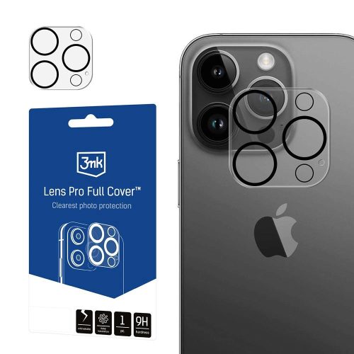 3MK Lens Pro Full Cover iPhone 12 Pro edzett üvegfólia kamera objektívhez, rögzítőkerettel 1db