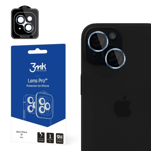 3MK Lens Protection Pro iPhone 15 6.1" kamera védőfólia rögzítőkerettel 1db, kék