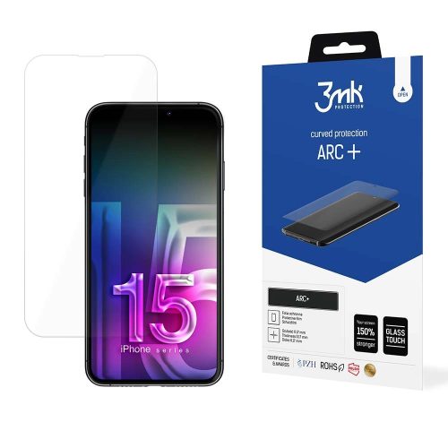 3MK fólia ARC+ iPhone 15 6,1" teljes képernyős fólia, átlátszó