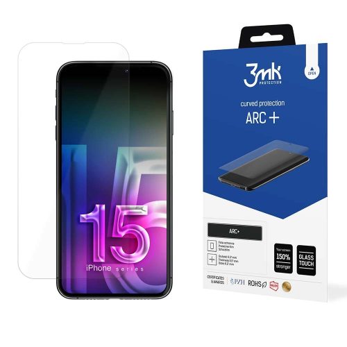 3MK fólia ARC+ iPhone 15 Plus 6,7" teljes képernyős fólia, átlátszó