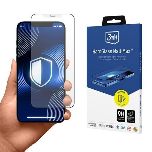 3MK HardGlass Matt Max iPhone XR/11 6.1" matt edzett üvegfólia, fekete