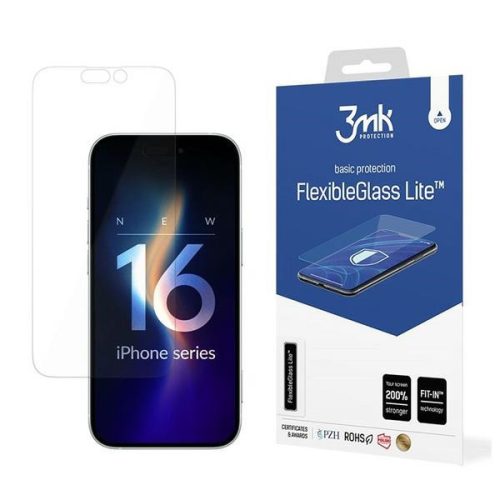 3MK FlexibleGlass Lite iPhone 16 Plus hibrid üvegfólia, átlátszó