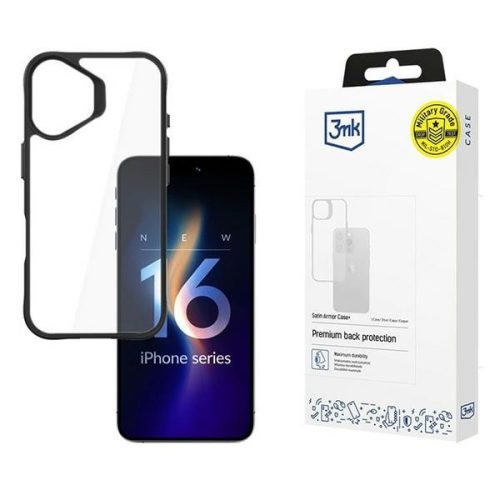 3MK SatinArmor+ tok iPhone 16 Plus Military Grade ütésálló hátlap, tok, átlátszó