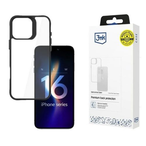 3MK SatinArmor+ tok iPhone 16 Pro Military Grade ütésálló tok, átlátszó