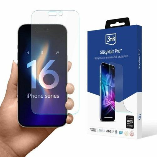 3MK Silky Matt Pro iPhone 16 matt kijelzővédő fólia, átlátszó