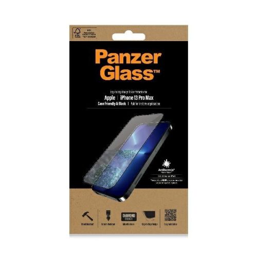 PanzerGlass kijelzővédő üvegfólia E2E iPhone 13 Pro Max 6,7" tokbarát antibakteriális 5D teljes kijelzős