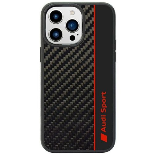 Audi Carbon Fiber Stripe iPhone 14 Pro Max (AUS-TPUPCIP14PM-R8/D1-BK) hátlap, tok, fekete