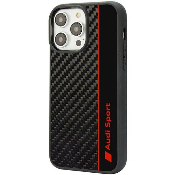 Audi Carbon Fiber Stripe iPhone 14 Pro Max (AUS-TPUPCIP14PM-R8/D1-BK) hátlap, tok, fekete