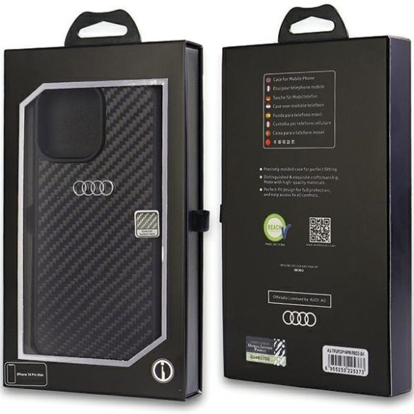 Audi Carbon Fiber iPhone 14 Pro Max (AU-TPUPCIP14PM-R8/D2-BK) hátlap, tok, fekete