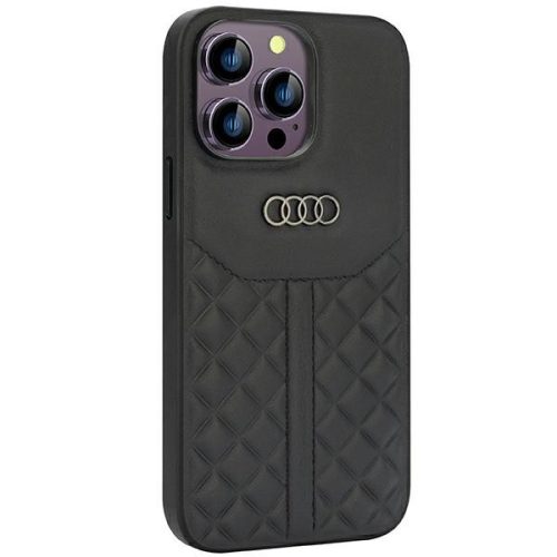 Audi Genuine Leather iPhone 14 Pro Max (AU-TPUPCIP14PM-Q8/D1-BK) hátlap, tok, fekete