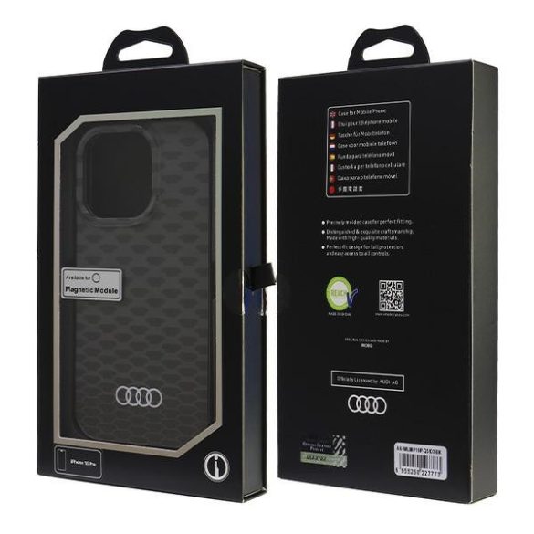 Audi IML Stitching Pattern MagSafe iPhone 16 Pro (AU-IMLMIP16P-Q5/D3-BK) Magsafe kompatiblis hátlap, tok, fekete