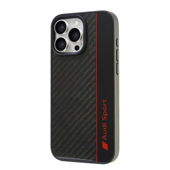 Audi Carbon Fiber Stripe iPhone 16 Pro Max (AUS-TPUPCIP16PM-R8/D1-BK) hátlap, tok, fekete