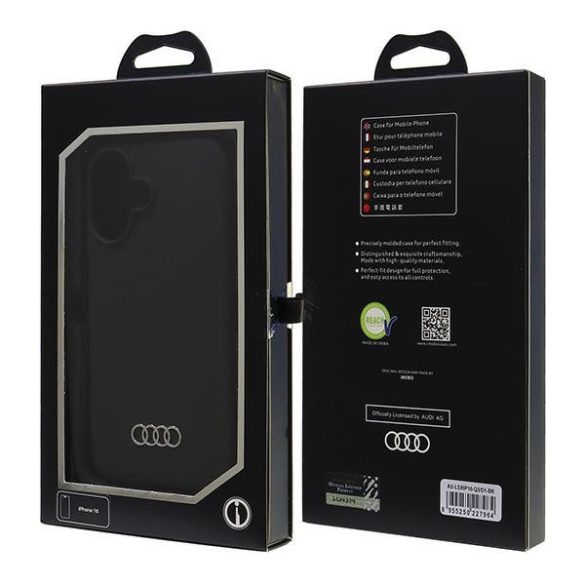 Audi Silicone Case iPhone 16 (AU-LSRIP16-Q3/D1-BK) hátlap, tok, fekete