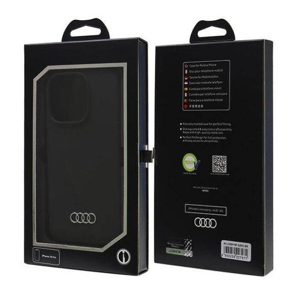 Audi Silicone Case iPhone 16 Pro (AU-LSRIP16P-Q3/D1-BK) hátlap, tok, fekete