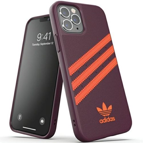 Adidas Original Moulded PU iPhone 12/12 Pro hátlap, tok, bordó-narancssárga