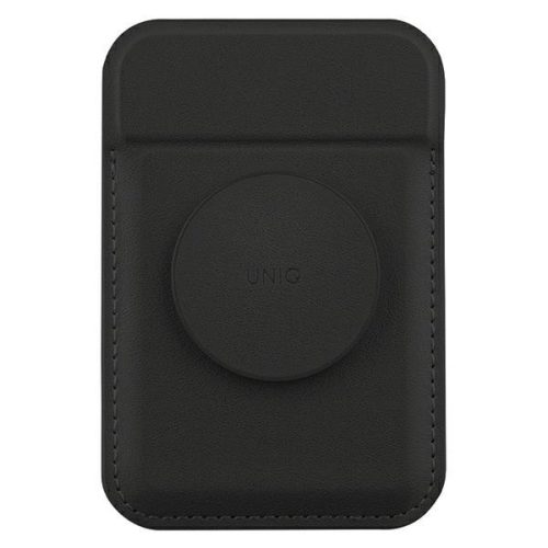 UNIQ Flixa Magnetic Card Wallet Magsafe kompatibilis mágneses kártyatartó, popsocket funkcióval, fekete