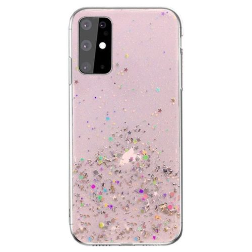 Sequins Glue Glitter Case Huawei P Smart (2020) hátlap, tok, rózsaszín