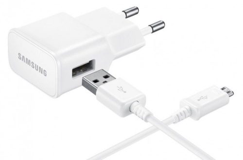 Samsung EP-TA50EWE + ECB-DU4AWE USB-A gyári hálózati adapter USB-A/Micro-USB kábellel, 8W, (doboz nélküli), fehér